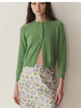 Doen Claudine Cashmere Cardigan Sweater Green Size XL